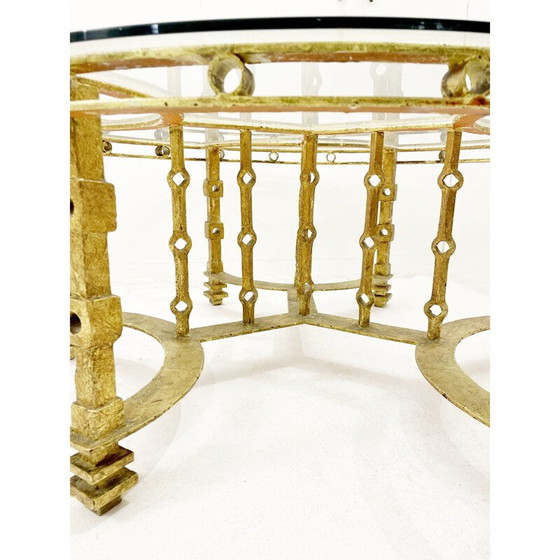 Image 1 of Table basse vintage en fer forgé et verre, France 1940