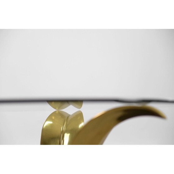 Image 1 of Table basse vintage en laiton et verre "Hollywood Regency", 1970