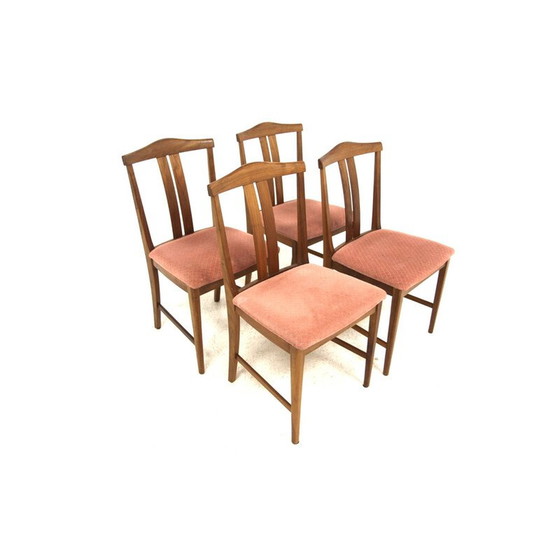 Image 1 of Ensemble de 4 chaises vintage en noyer, Suède 1960