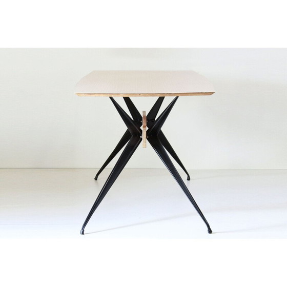 Image 1 of Table vintage pour six personnes en fer et plateau en formica, Italie 1950