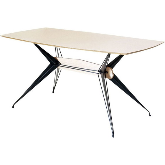 Image 1 of Table vintage pour six personnes en fer et plateau en formica, Italie 1950