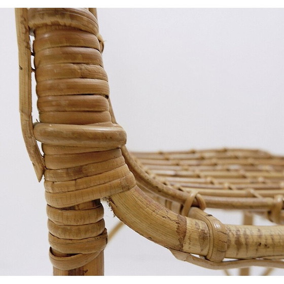 Image 1 of Ensemble de 4 chaises en rotin vintage 1960