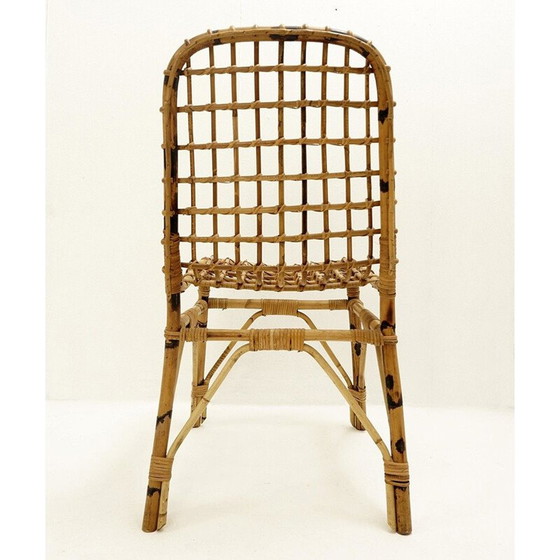 Image 1 of Ensemble de 4 chaises en rotin vintage 1960