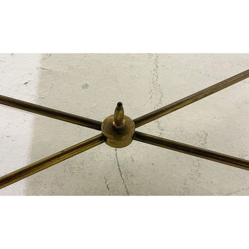 Table basse vintage en verre et laiton