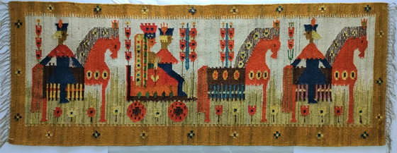 Image 1 of Tapisserie Kilim Laine Folkart Polonais Années 70