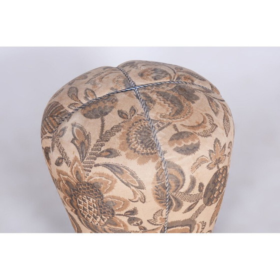 Image 1 of Tabouret vintage Art Déco en bois et tissu, Tchécoslovaquie 1930