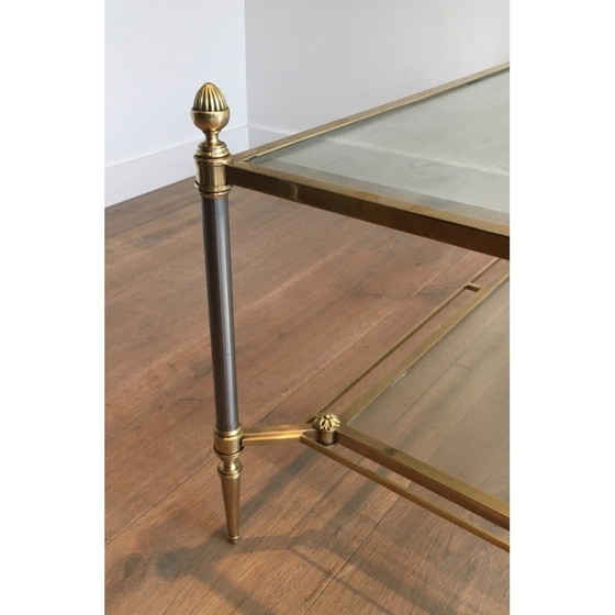 Image 1 of Table basse vintage en acier brossé et laiton pour La Maison Jansen, France 1940