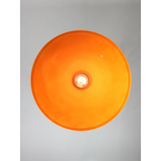 Image 1 of Lampe suspendue vintage en laiton et verre, Italie