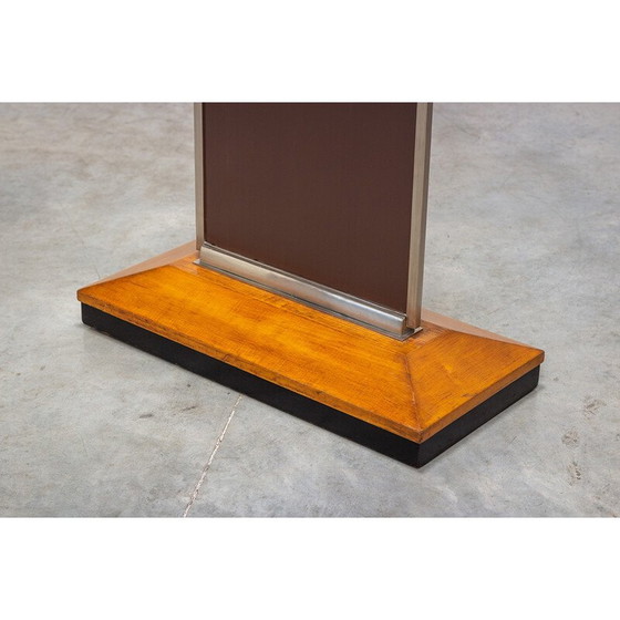 Image 1 of Miroir rectangulaire vintage en bois de noyer et cadre nickelé par Fernand Chambon, 1930