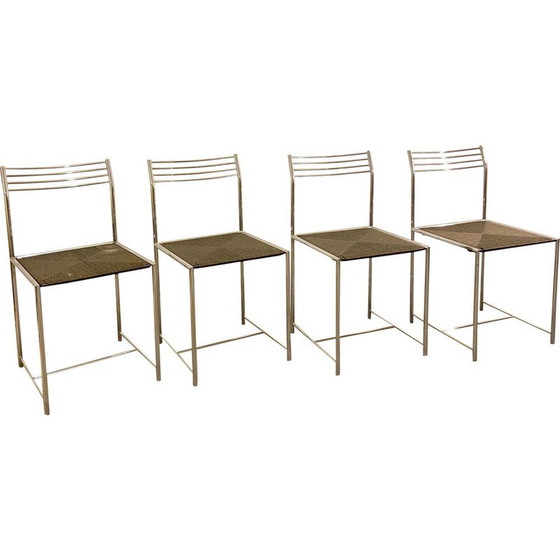 Image 1 of Ensemble de 4 chaises vintage Fly Line "Spaghetto" par Giandomenico Belotti, Italie 1970