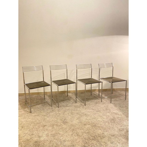 Ensemble de 4 chaises vintage Fly Line "Spaghetto" par Giandomenico Belotti, Italie 1970