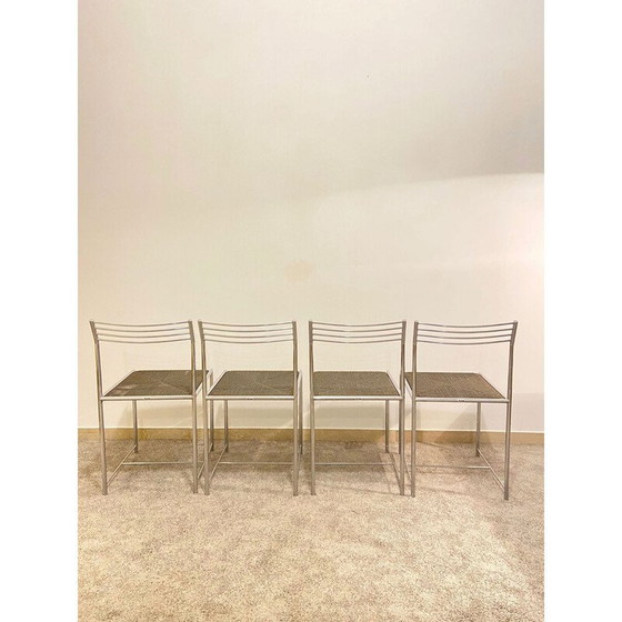 Image 1 of Ensemble de 4 chaises vintage Fly Line "Spaghetto" par Giandomenico Belotti, Italie 1970