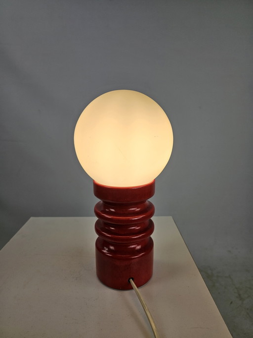 Lampe à poser en céramique rouge avec ampoule