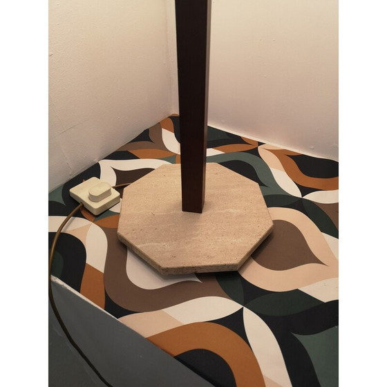 Image 1 of Lampe de bureau vintage en travertin et teck, 1970