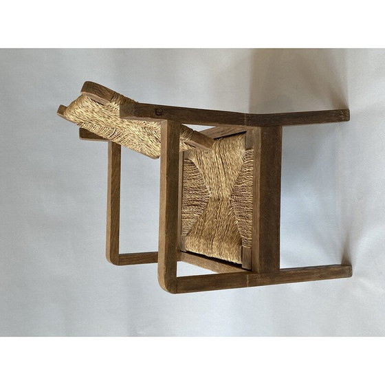 Image 1 of Fauteuil vintage en bois et paille pour enfants, 1950