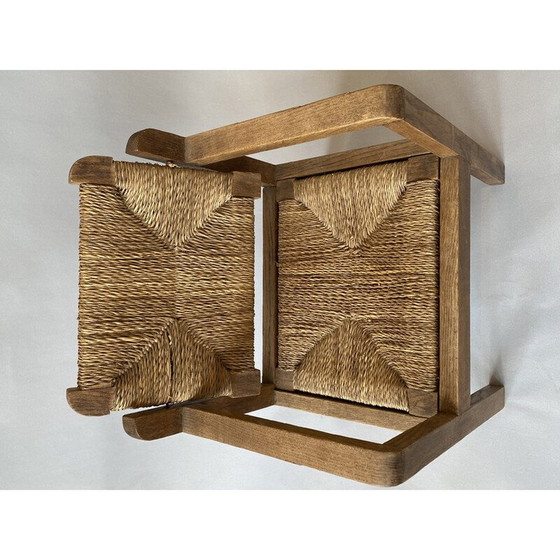 Image 1 of Fauteuil vintage en bois et paille pour enfants, 1950
