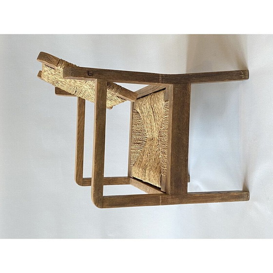 Image 1 of Fauteuil vintage en bois et paille pour enfants, 1950
