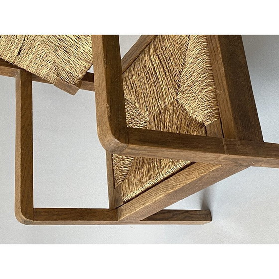 Image 1 of Fauteuil vintage en bois et paille pour enfants, 1950