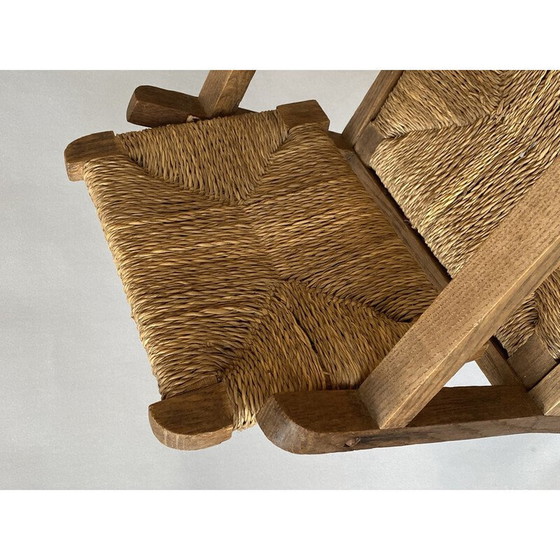 Image 1 of Fauteuil vintage en bois et paille pour enfants, 1950
