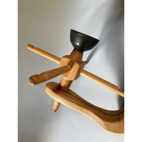 Image 1 of Lampe suspendue vintage en chêne par Robert Guillerme et Jacques Chambron, 1950