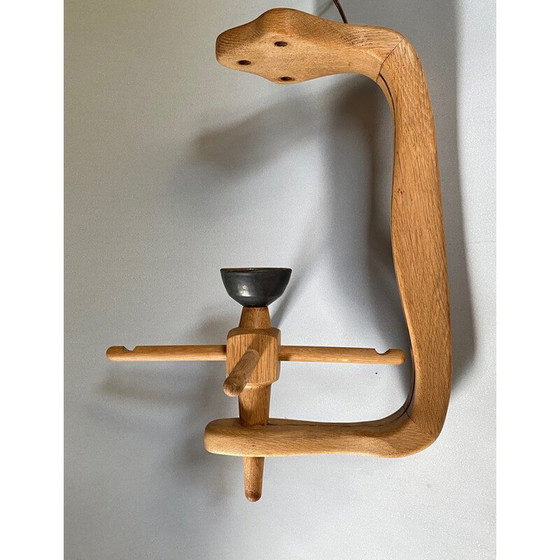 Image 1 of Lampe suspendue vintage en chêne par Robert Guillerme et Jacques Chambron, 1950