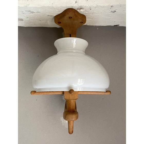 Image 1 of Lampe suspendue vintage en chêne par Robert Guillerme et Jacques Chambron, 1950