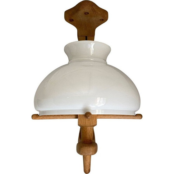 Image 1 of Lampe suspendue vintage en chêne par Robert Guillerme et Jacques Chambron, 1950