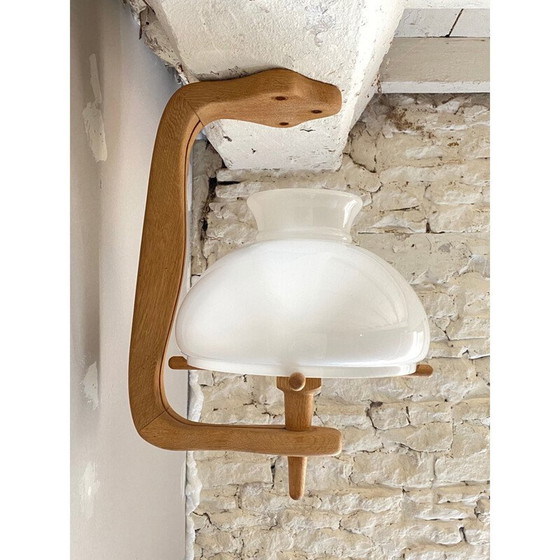 Image 1 of Lampe suspendue vintage en chêne par Robert Guillerme et Jacques Chambron, 1950
