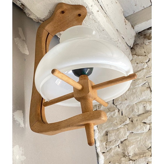 Image 1 of Lampe suspendue vintage en chêne par Robert Guillerme et Jacques Chambron, 1950