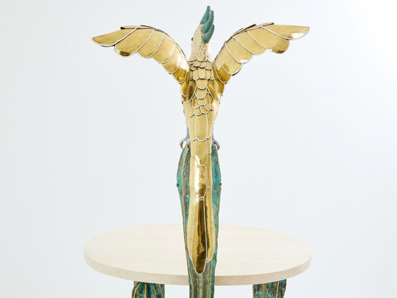 Image 1 of Alain Chervet Table console perroquet cactus en laiton bronze 1989