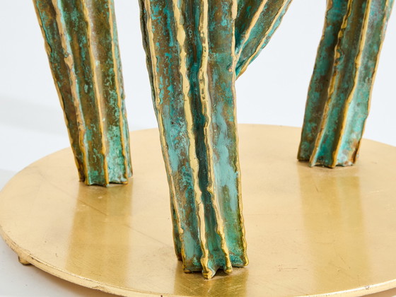 Image 1 of Alain Chervet Table console perroquet cactus en laiton bronze 1989