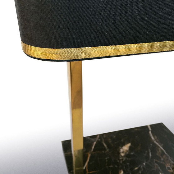 Image 1 of Lampe vintage en laiton et marbre noir, 1970