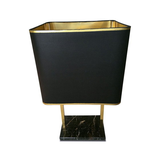Image 1 of Lampe vintage en laiton et marbre noir, 1970