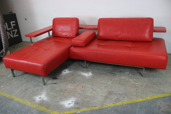 Image 1 of Rolf Benz Dono Canapé d'angle Cuir véritable Rouge Extensible Chaise longue Designer