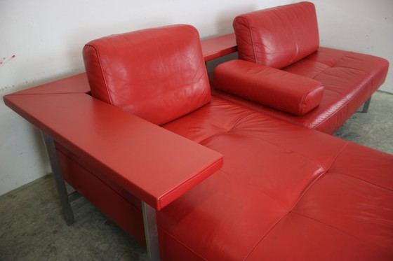 Image 1 of Rolf Benz Dono Canapé d'angle Cuir véritable Rouge Extensible Chaise longue Designer