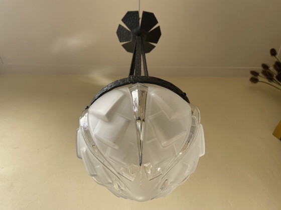 Image 1 of Lampe pendante Hallamp Art Déco Français