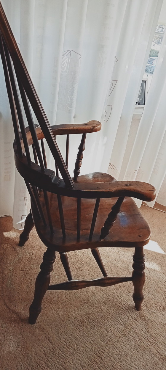 Image 1 of Authentique table de cuisine ovale Farmerhouse avec 4 fauteuils Windsor