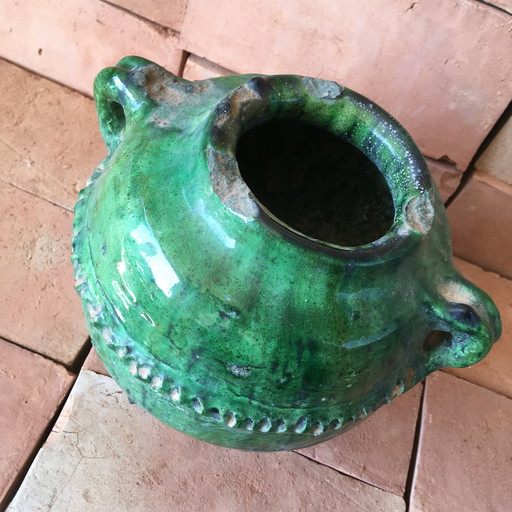 Vase Poterie De Tamegroute En Terre Cuite Émaillée 