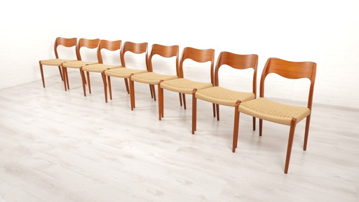 Ensemble de 8 chaises de salle à manger vintage | Niels Otto Møller | Model 71