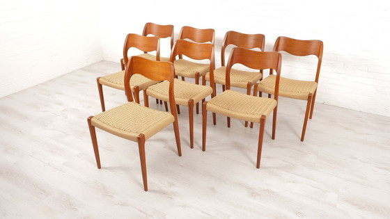 Image 1 of Ensemble de 8 chaises de salle à manger vintage | Niels Otto Møller | Model 71