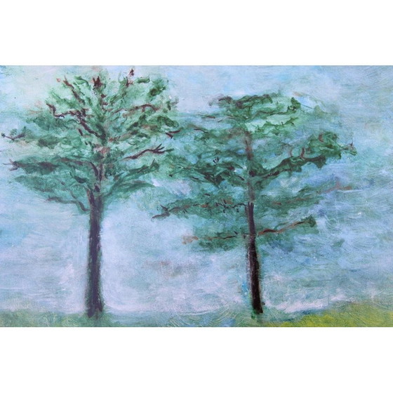 Image 1 of Huile sur bois vintage "Cercle Printanier 1" par Elodie Huré