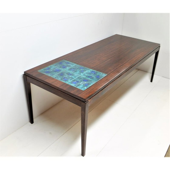 Image 1 of Table basse scandinave vintage en bois de rose et carreaux de céramique, 1960