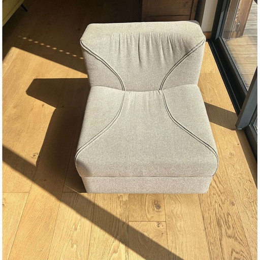 Ensemble salon modulaire vintage en laine beige et marron, Allemagne 1970