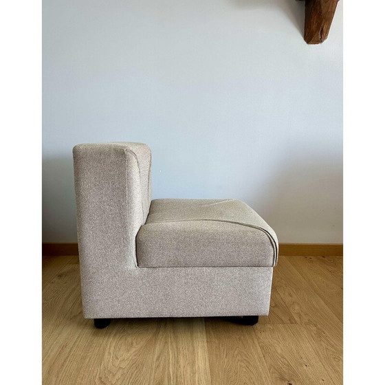 Image 1 of Ensemble salon modulaire vintage en laine beige et marron, Allemagne 1970
