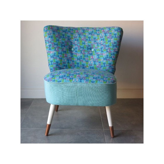 Image 1 of Chaise de cocktail vintage bleue 1950