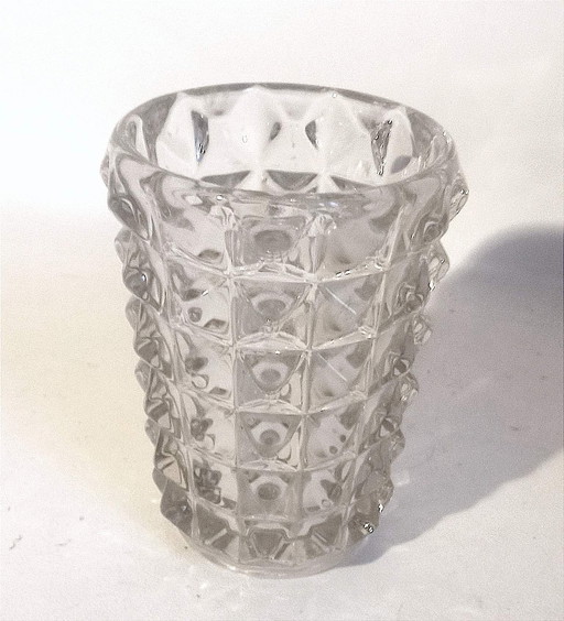 Vase Cristal Pointe Diamant Années 50 Hauteur 21,5 Cm