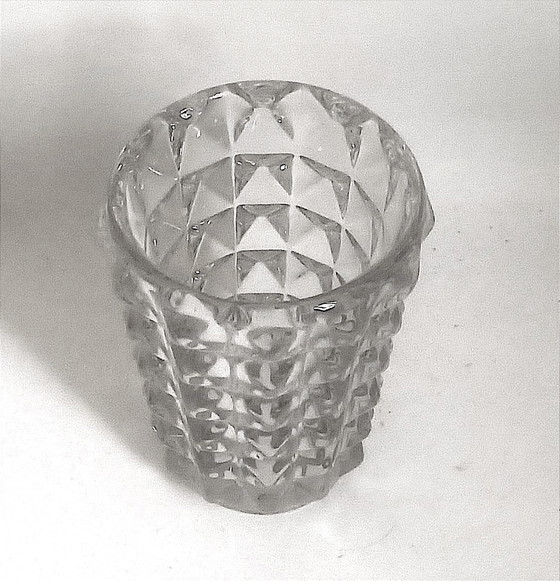 Image 1 of Vase Cristal Pointe Diamant Années 50 Hauteur 21,5 Cm