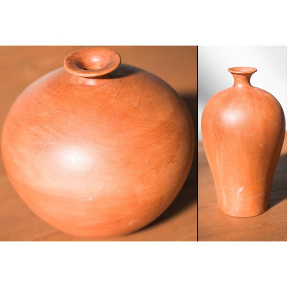 Image 1 of Paire de vases vintage en terre cuite, 1980-1990
