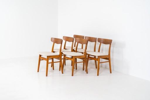 Ensemble de 6 chaises de salle à manger Mosbøl par Findahl (Danemark, années 1960).