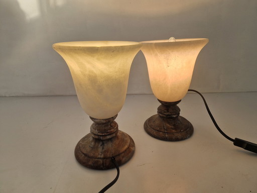 Lampes de table vintage en albâtre